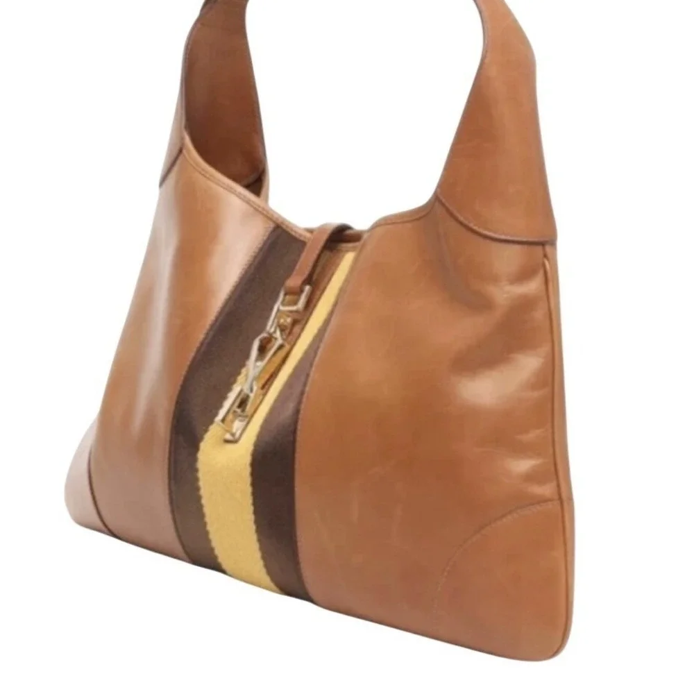 Vintage Gucci Tom Ford Era Jackie O Shoulder Bag Tan Brown Leather Y2K purse - Picture 3 of 12